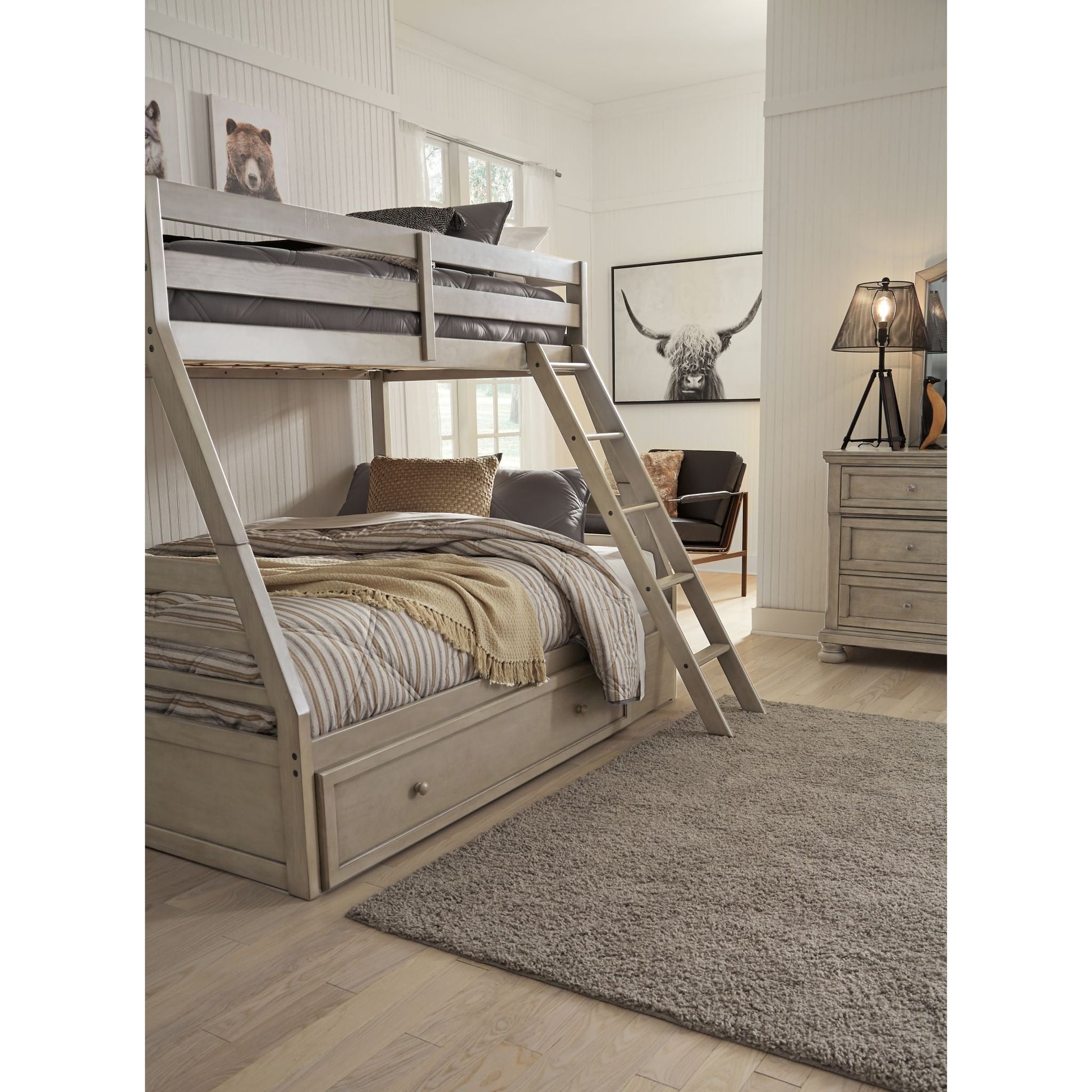 Lettner Twin Over Full Bunk Bed - Light Gray