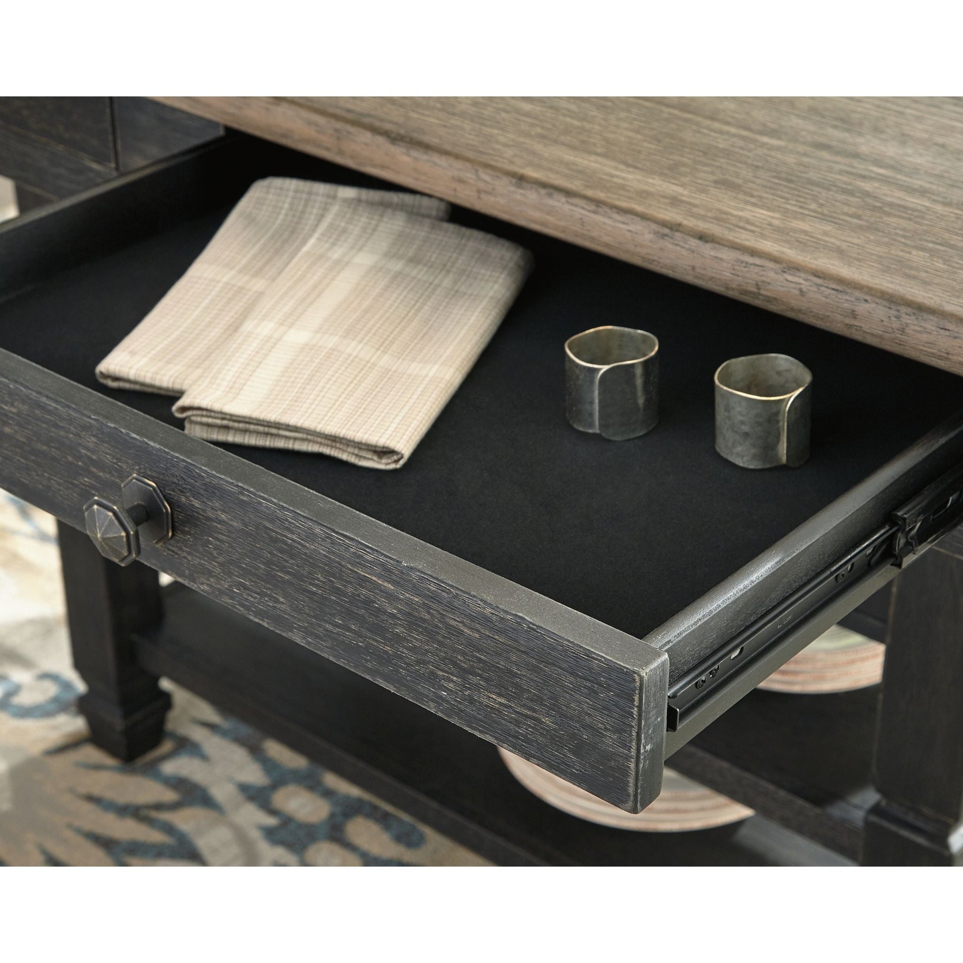 Tyler Creek Counter Table - Black/Grey - (D736-32)