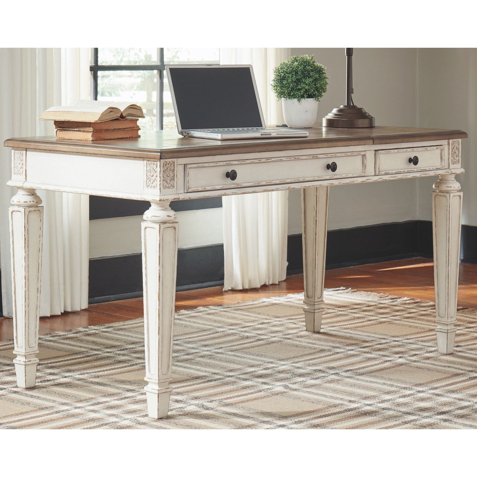 Realyn 2 Piece Home Office Package - White/Brown