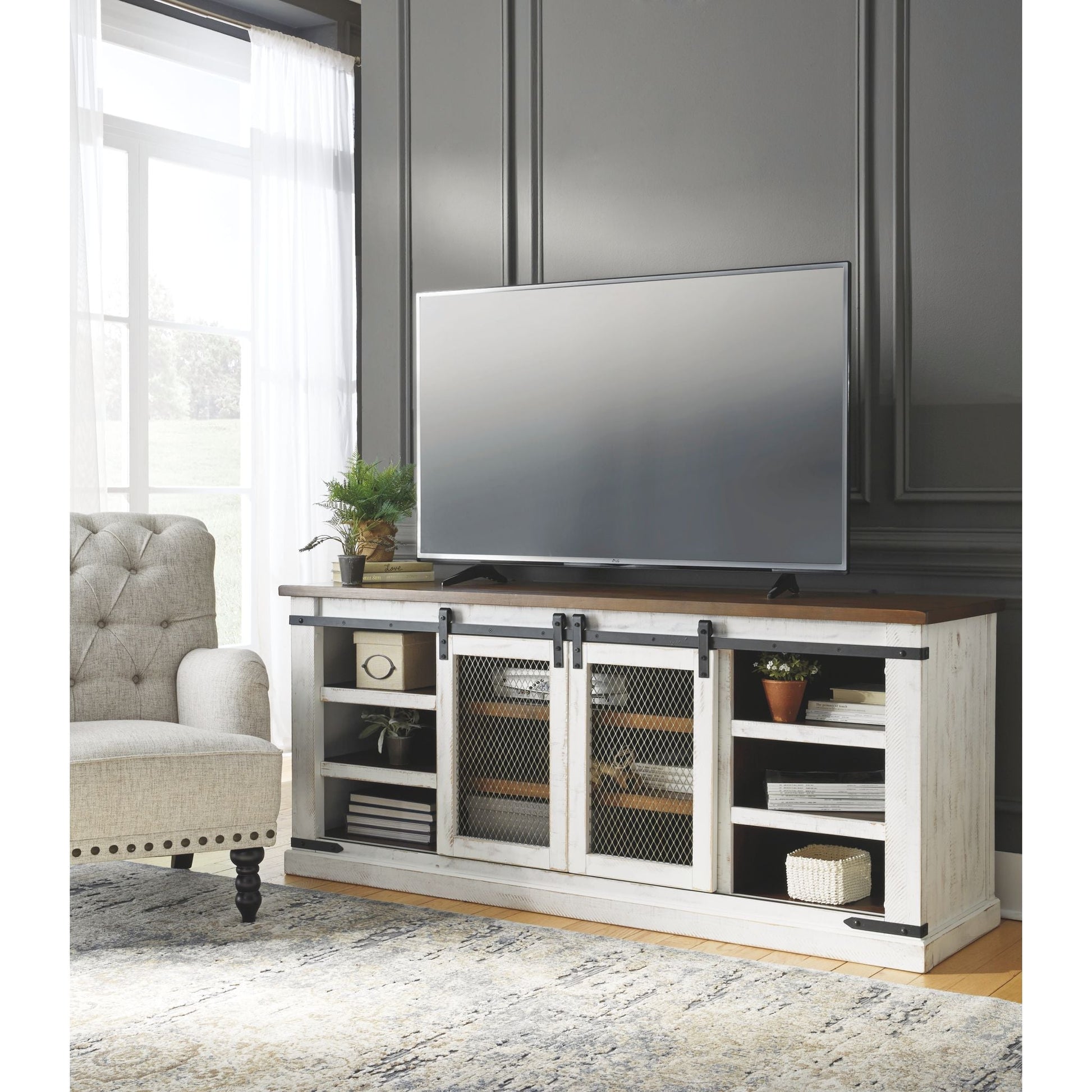 Wystfield Extra Large TV Stand - White/Brown
