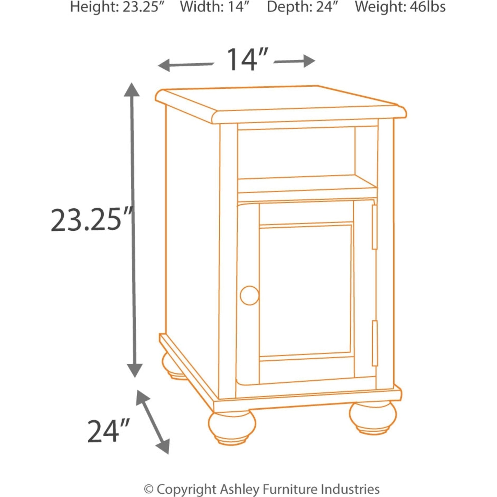 Rowley Creek Chair Side End Table - Dark Brown