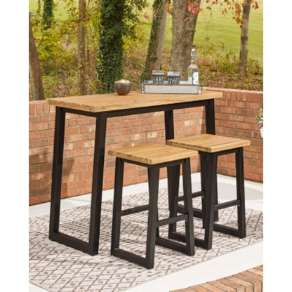 Outdoor Town Wood Table and Pair of Chairs Brown/Black