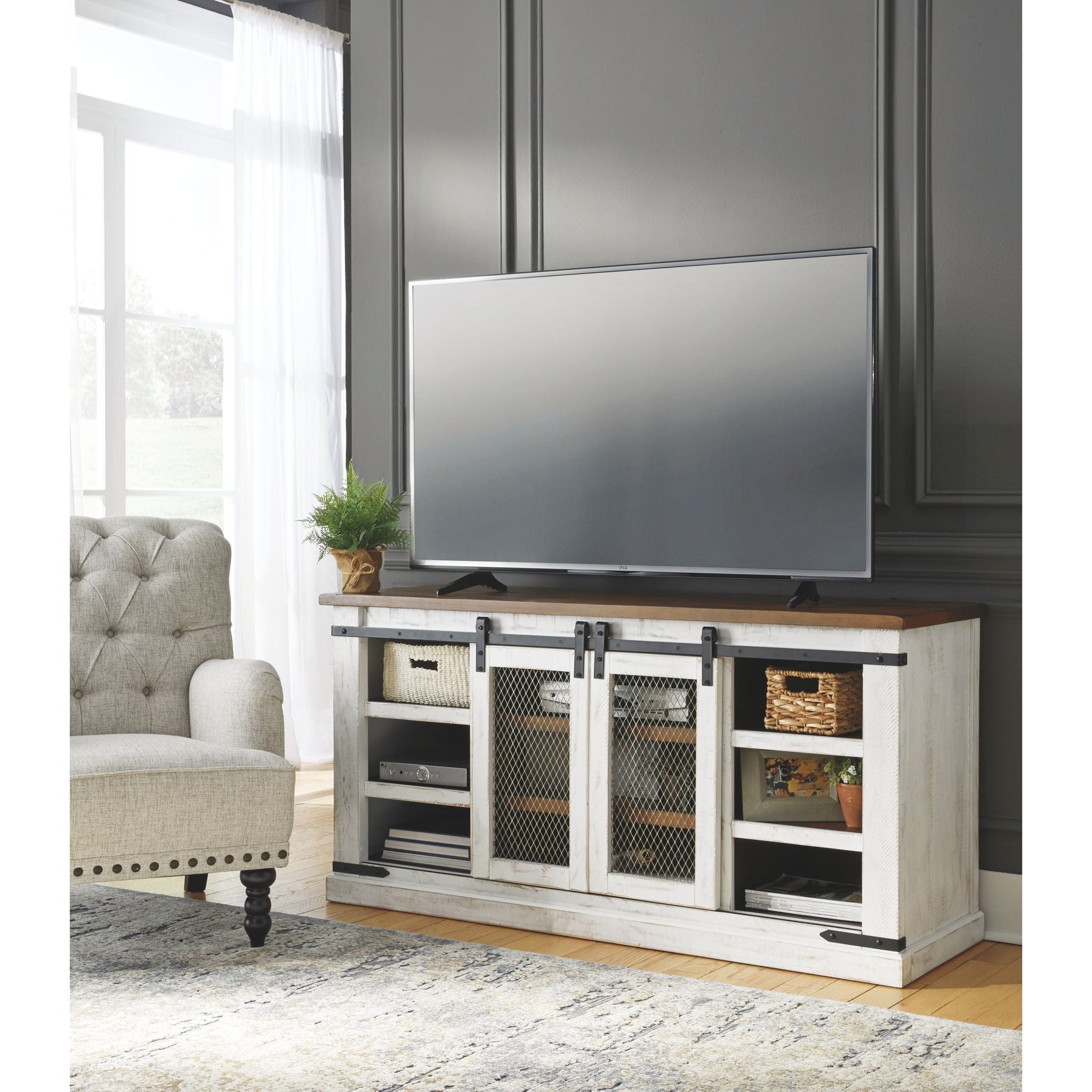 Wystfield Large TV Stand - White/Brown