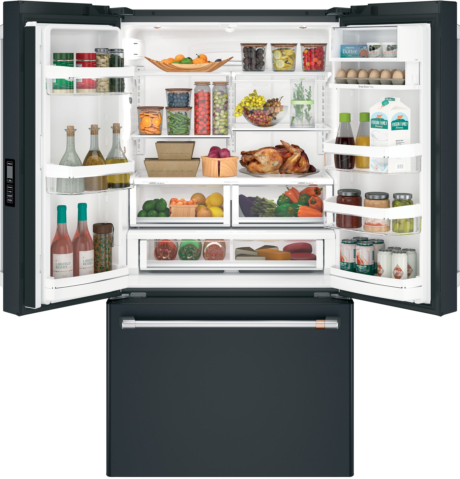 Café Energy Star® 23.1 Cu. Ft. Counter-Depth French-Door Refrigerator Matte Black - CWE23SP3MD1