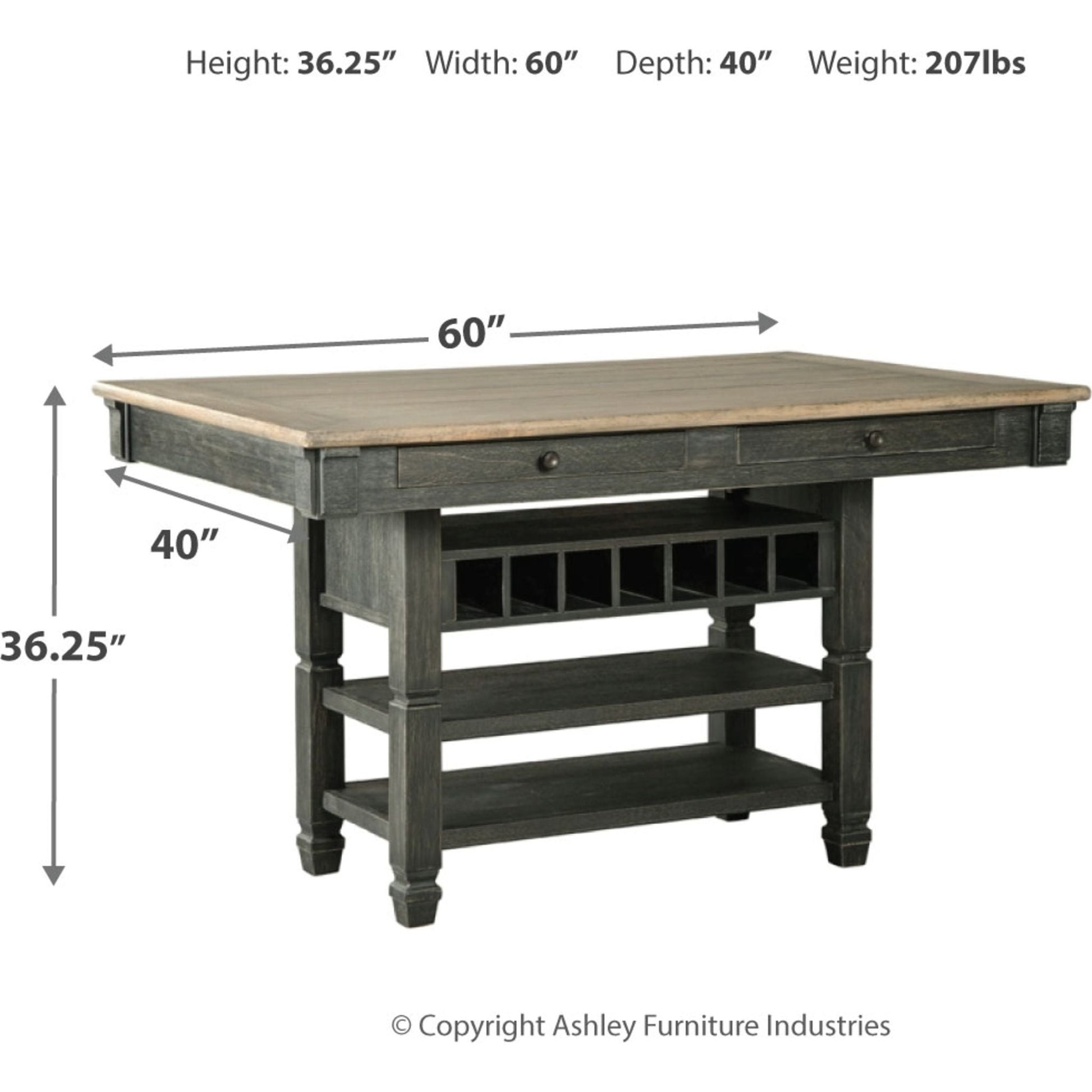 Tyler Creek Counter Table - Black/Grey - (D736-32)