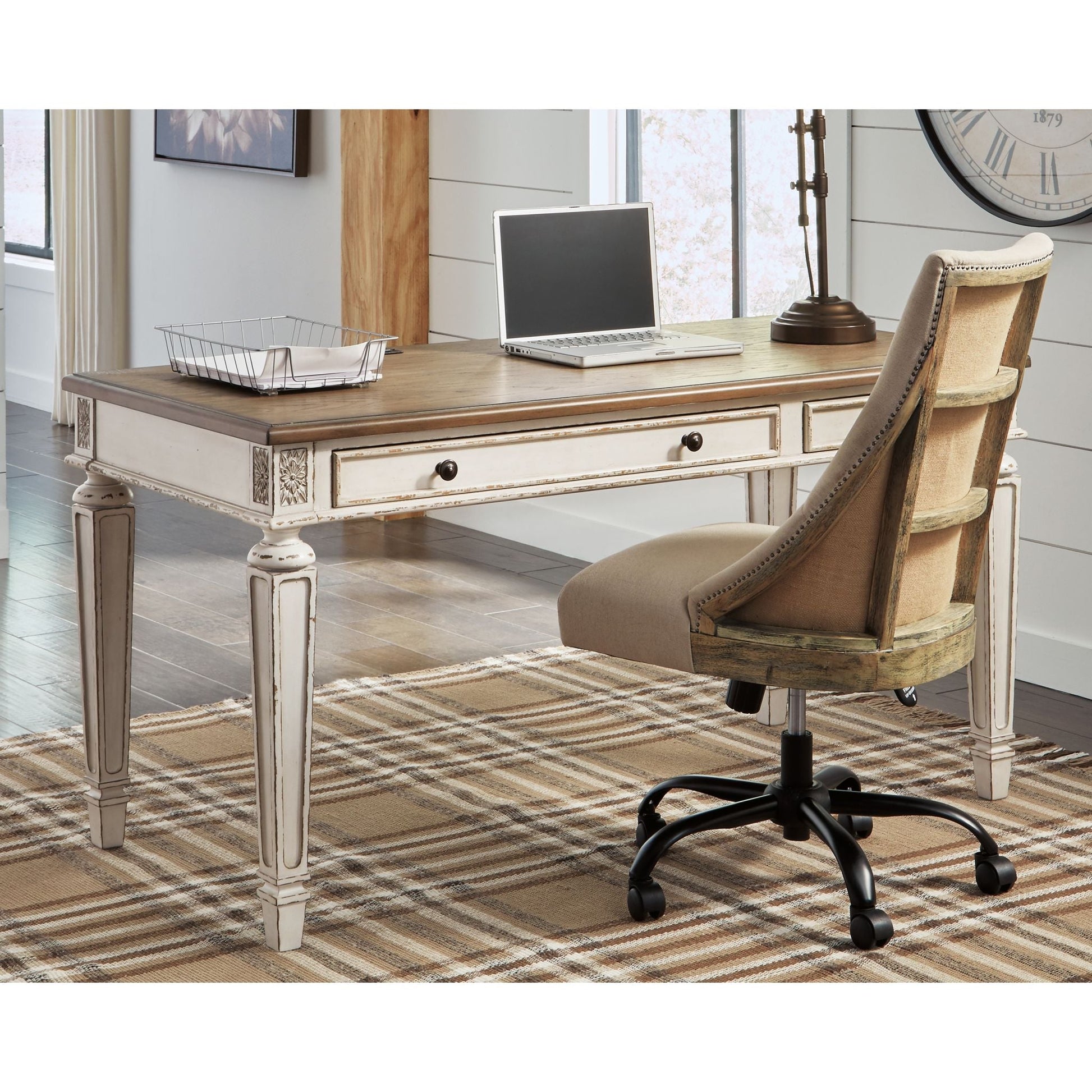 Realyn Desk - White/Brown