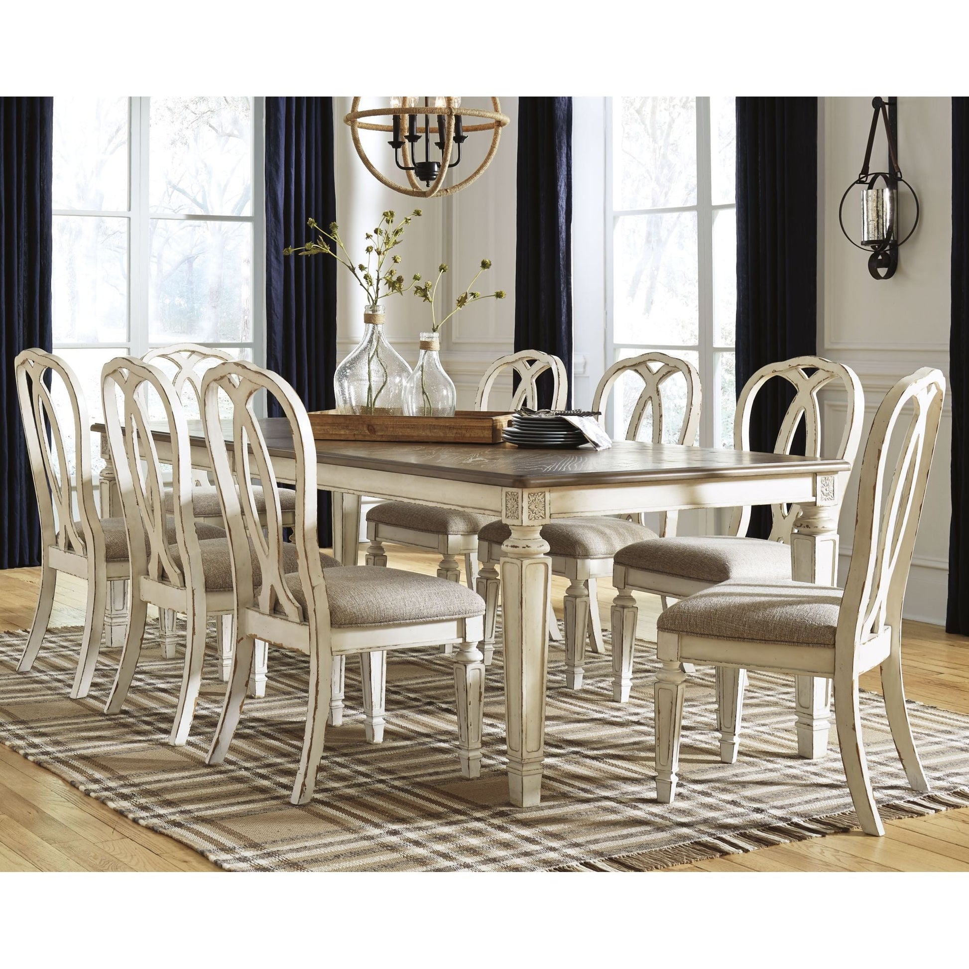 Realyn 9 Piece Dining Room - Chipped White - (PKG002230)