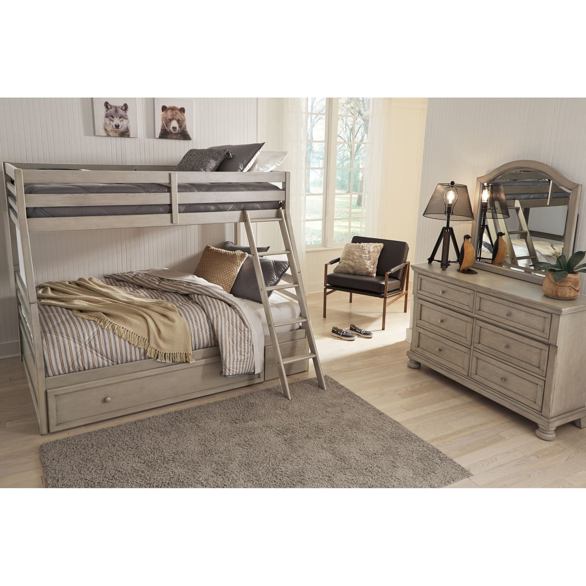 Lettner Twin Over Full Bunk Bed - Light Gray