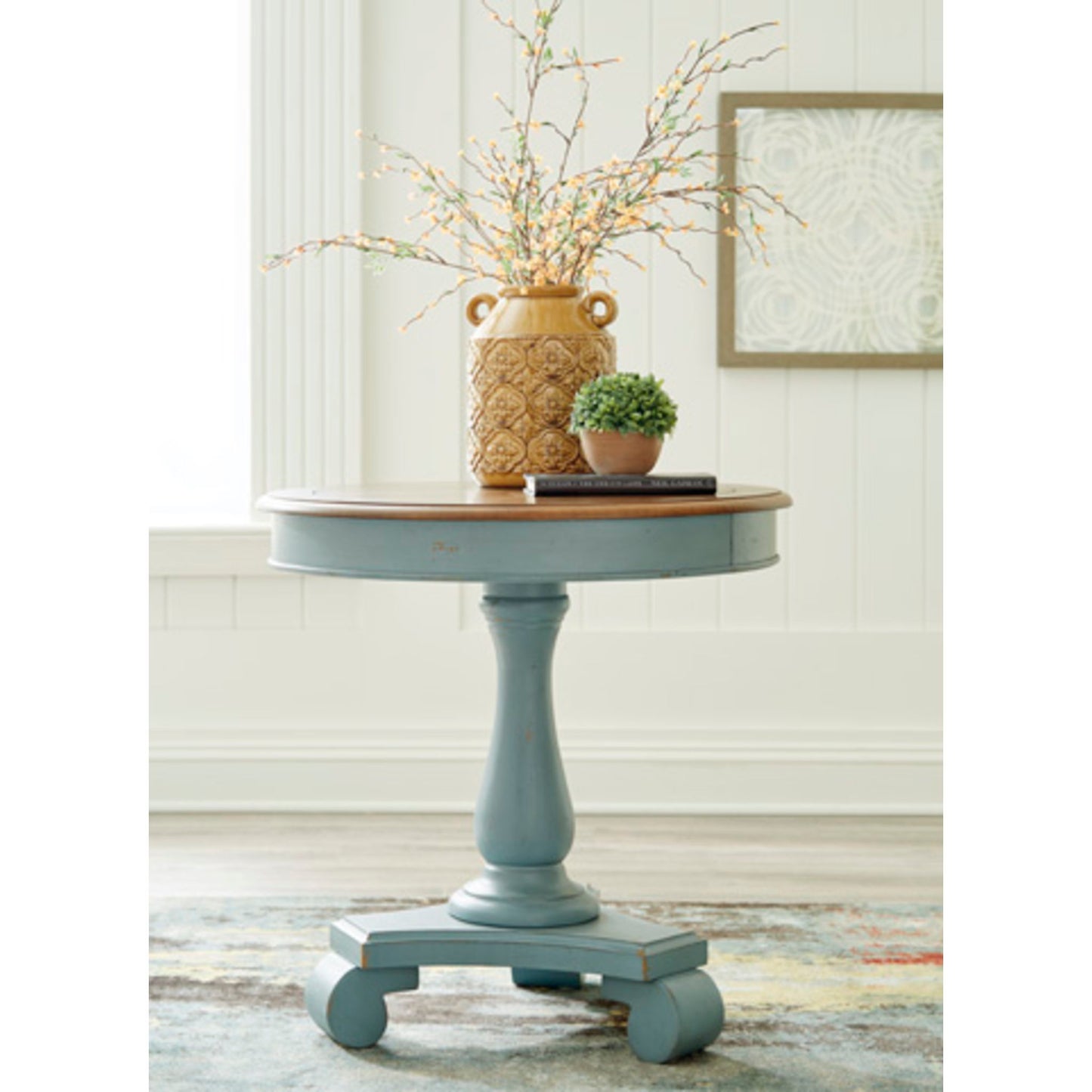 Mirimyn Accent Table - Teal/Brown