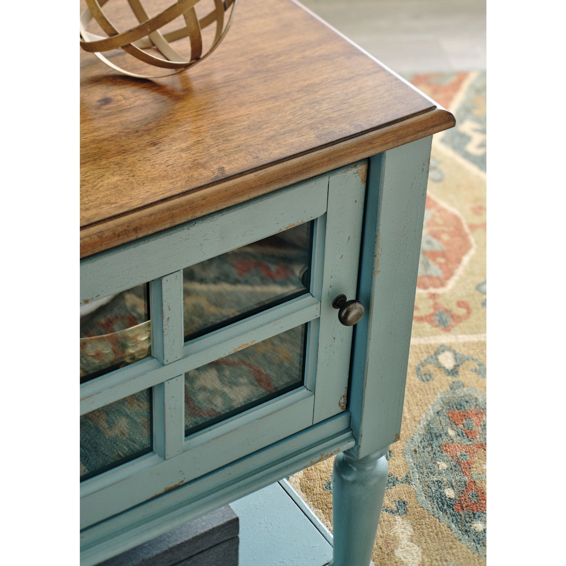 Mirimyn Accent Cabinet - Teal/Brown