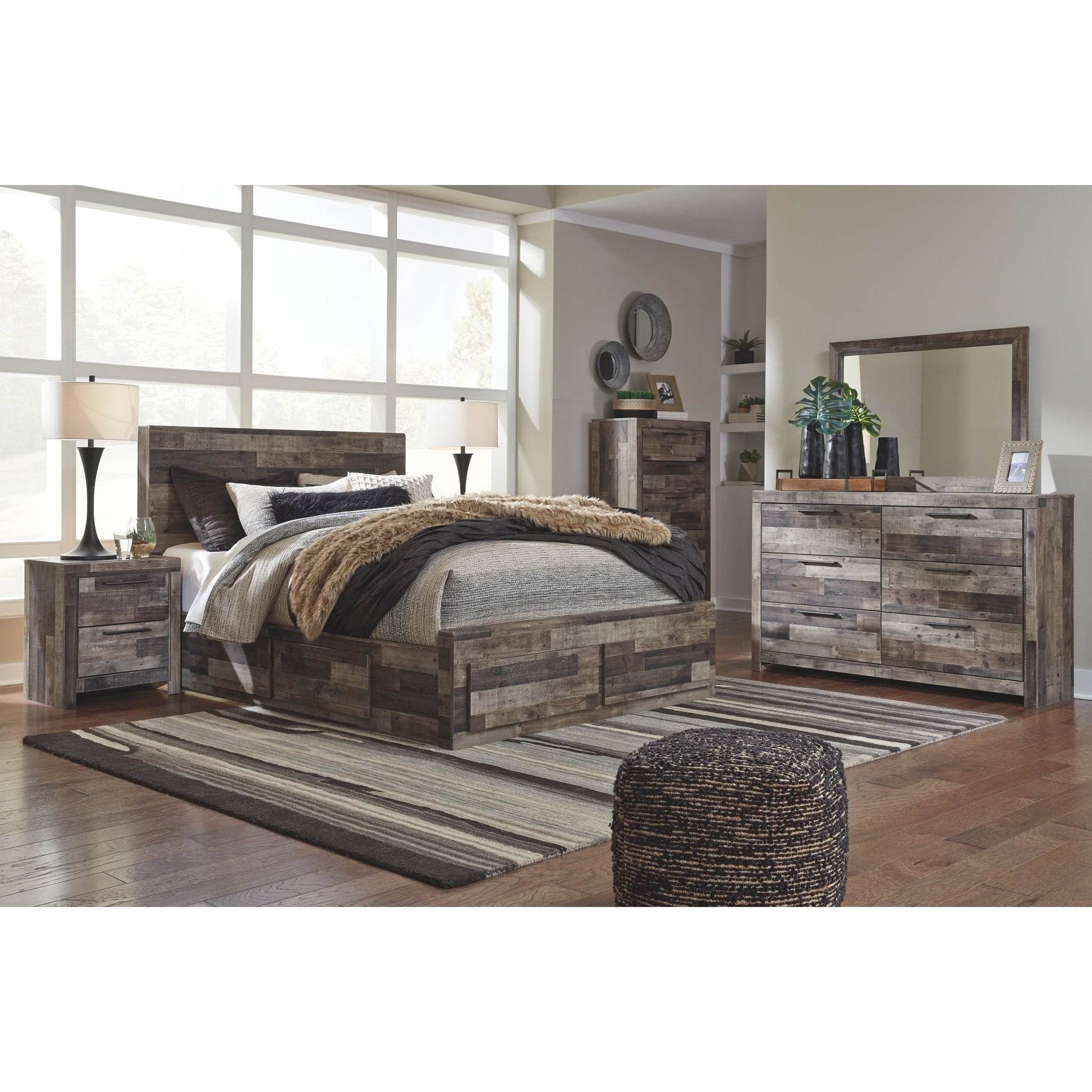 Derekson 3 Piece Full Storage Bed - Multi Gray