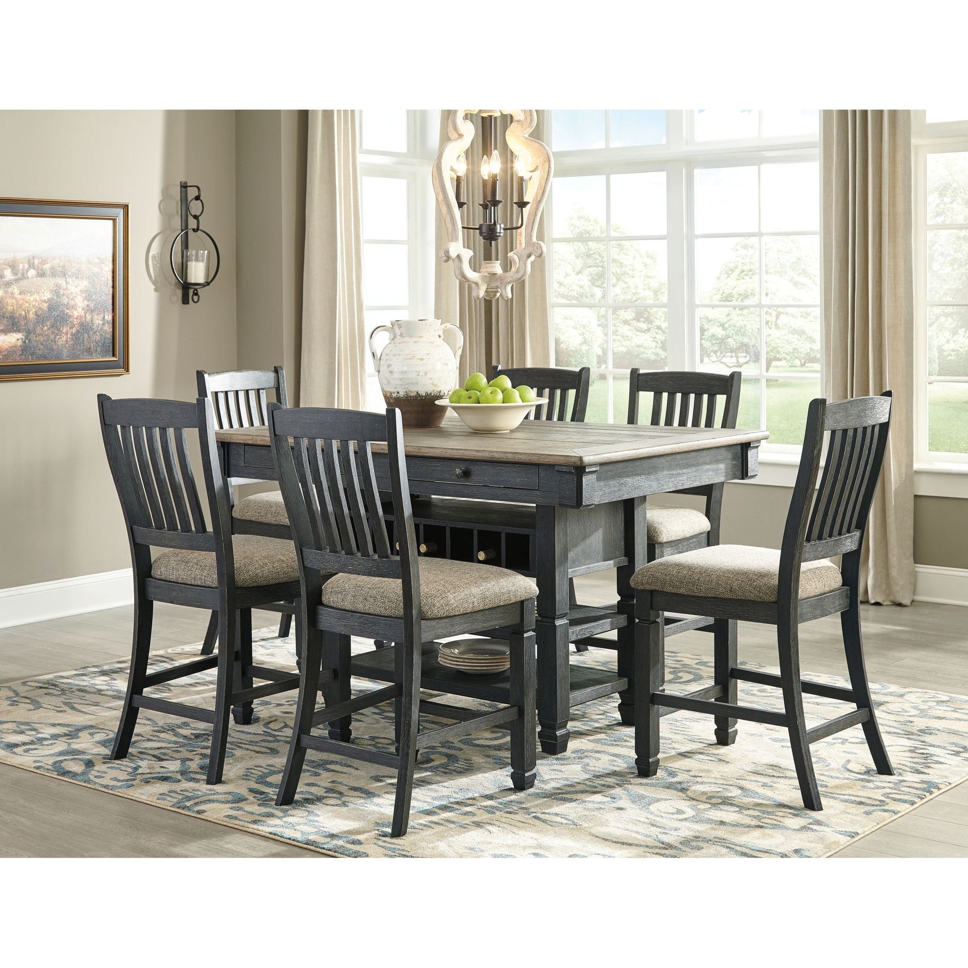 Tyler Creek Counter Table - Black/Grey - (D736-32)