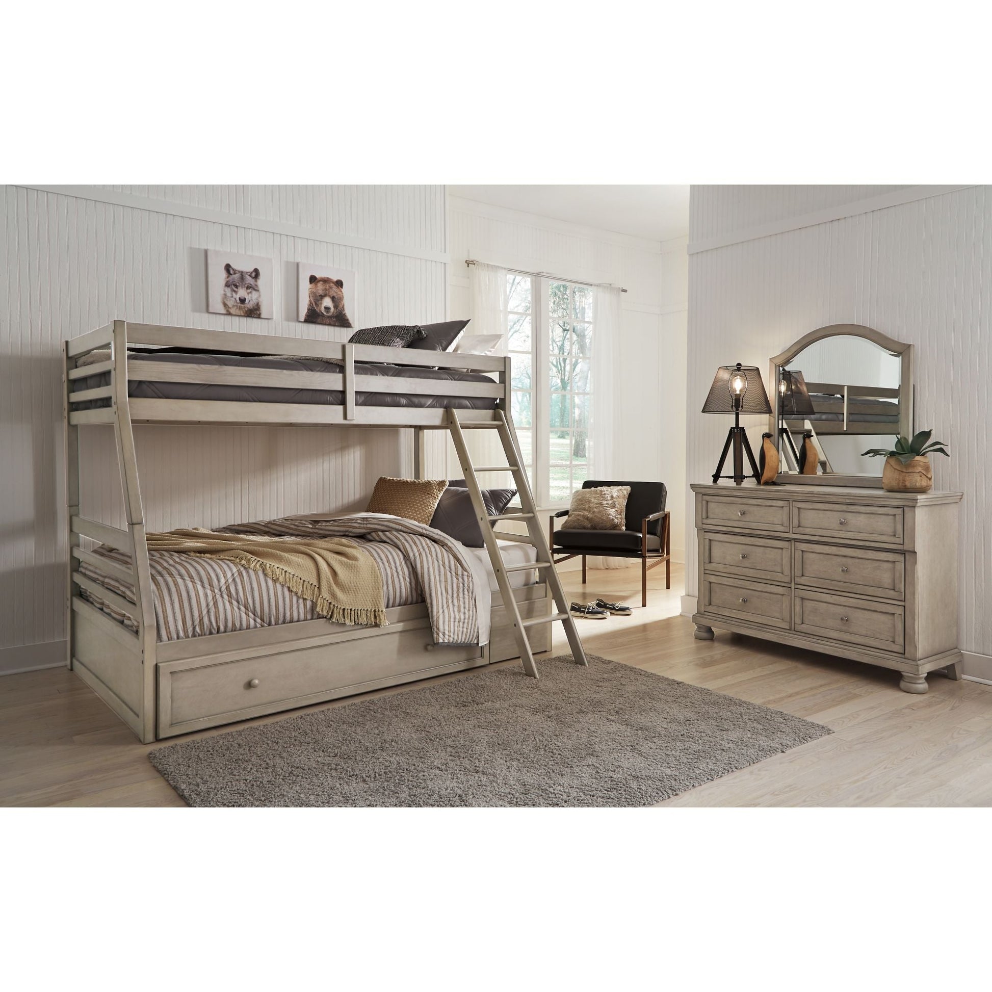 Lettner Twin Over Full Bunk Bed - Light Gray