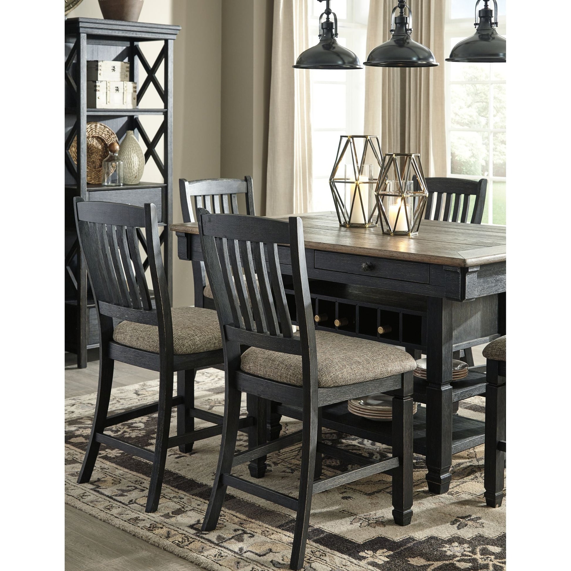 Tyler Creek Counter Table - Black/Grey - (D736-32)