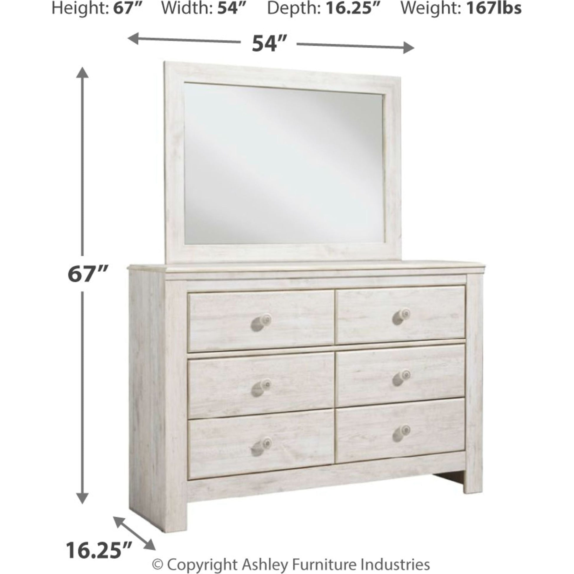 Jareth 2 Piece Dresser & Mirror - Whitewash