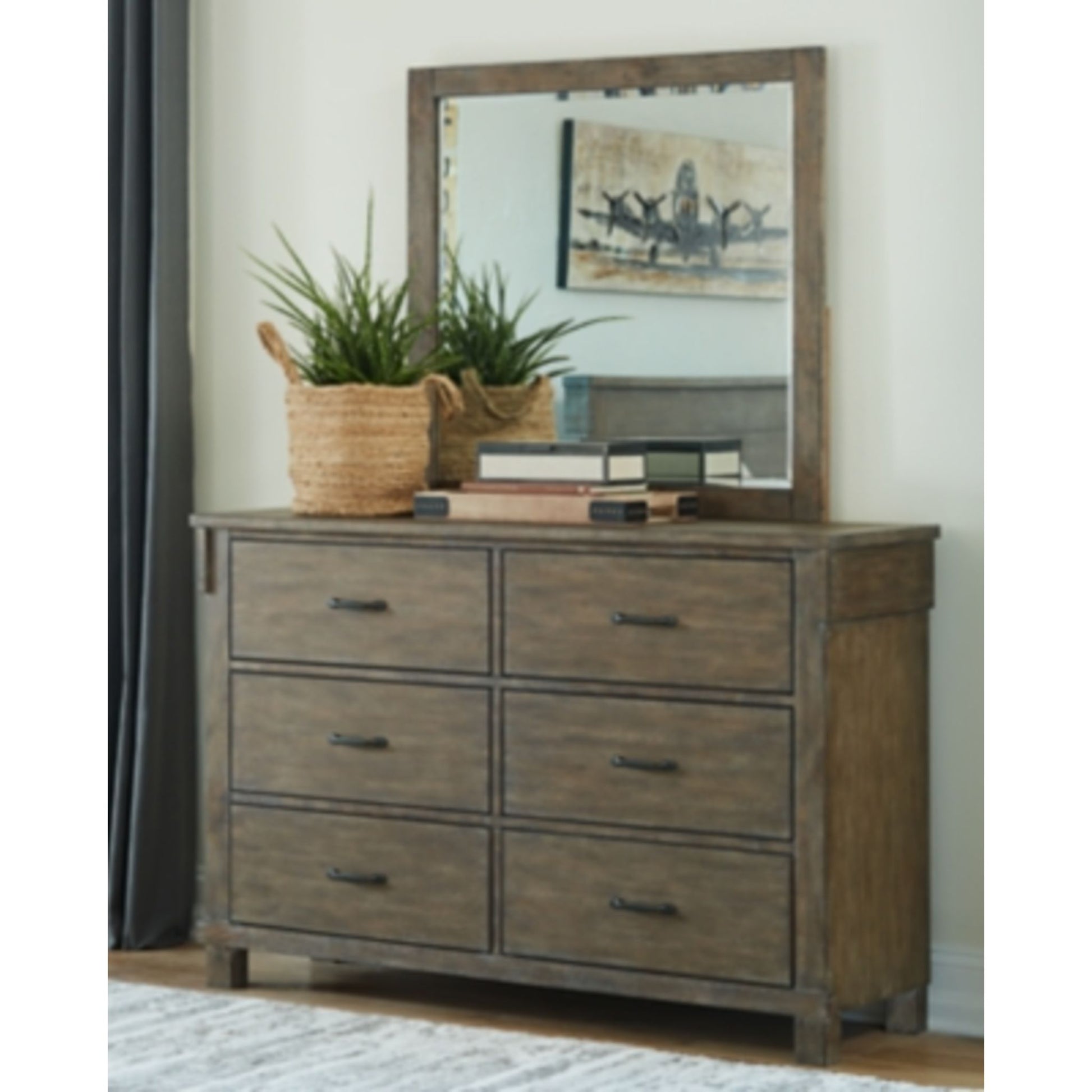 Shamryn Dresser and Mirror - Grayish Brown