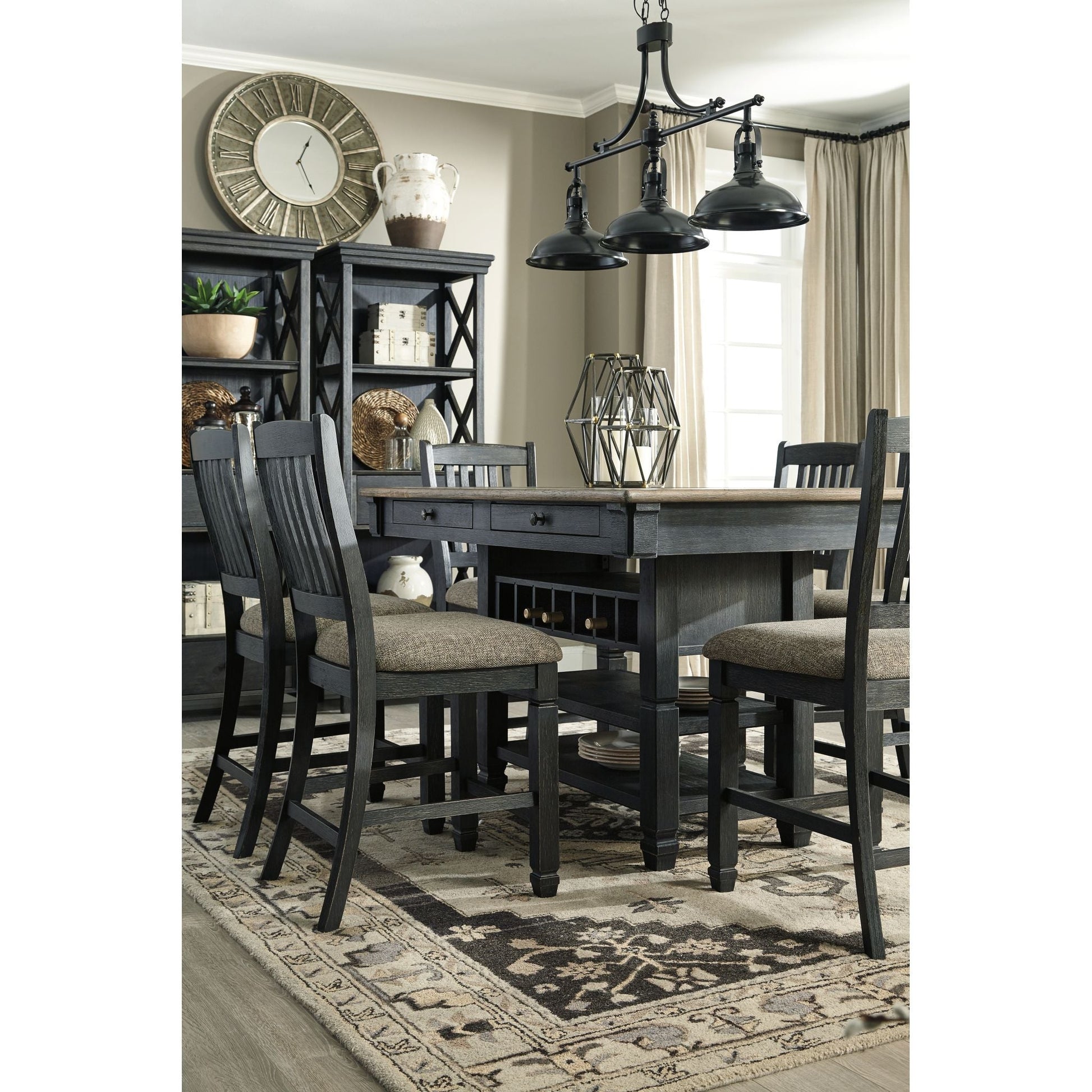 Tyler Creek Counter Table - Black/Grey - (D736-32)