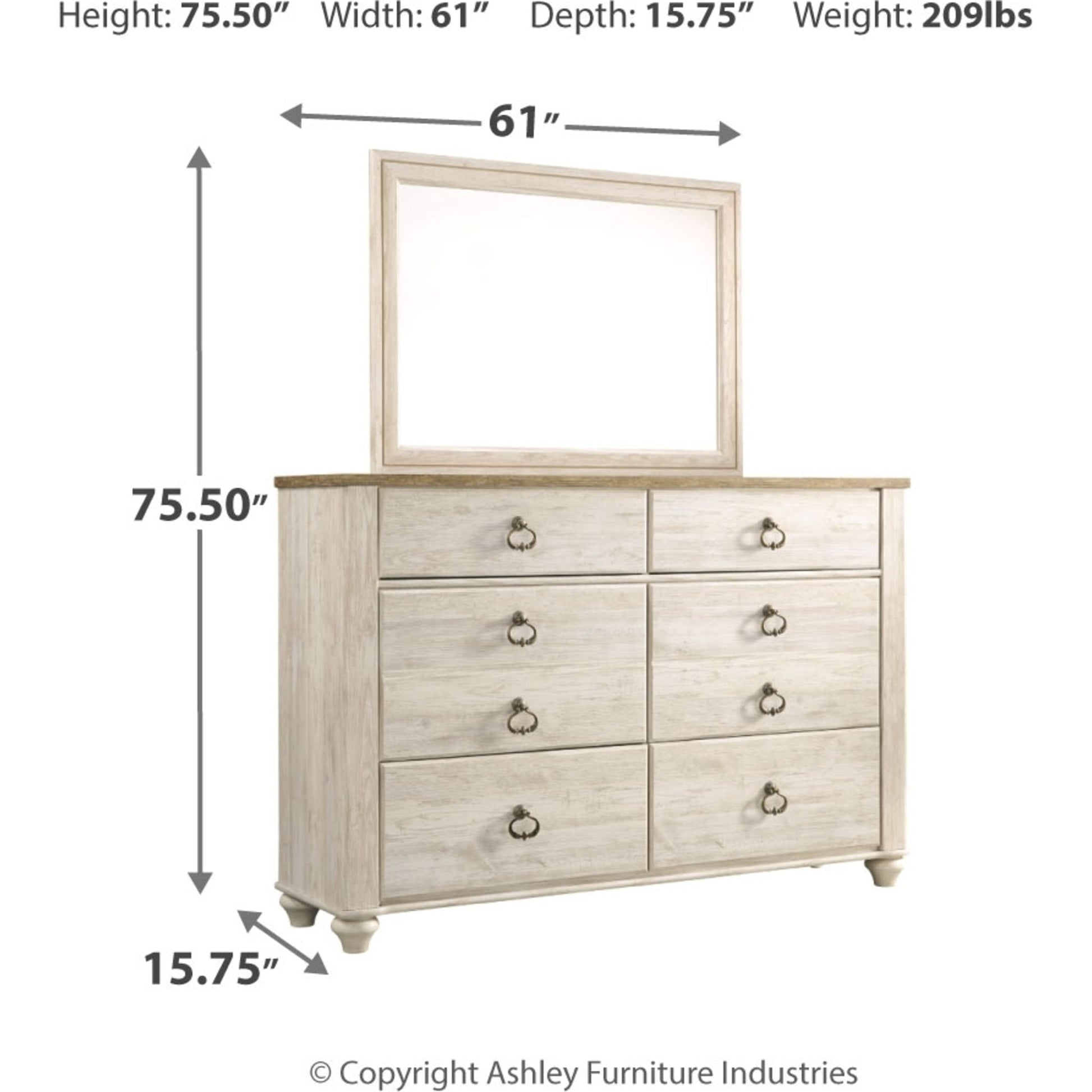 Josie 5 Piece Twin Bedroom - Whitewash