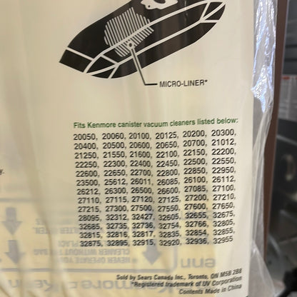 Kenmore vacuum bags cannister