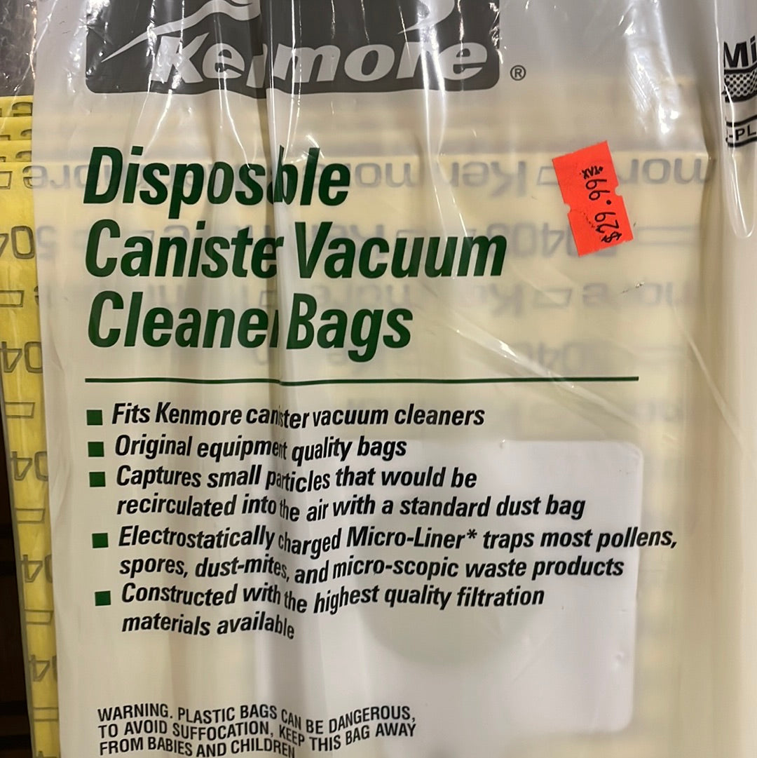 Kenmore vacuum bags cannister