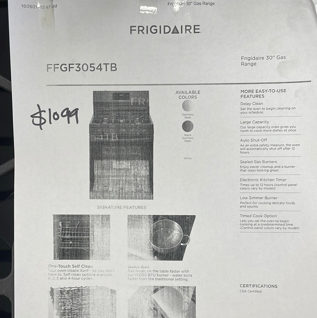 Frigidaire gas stove